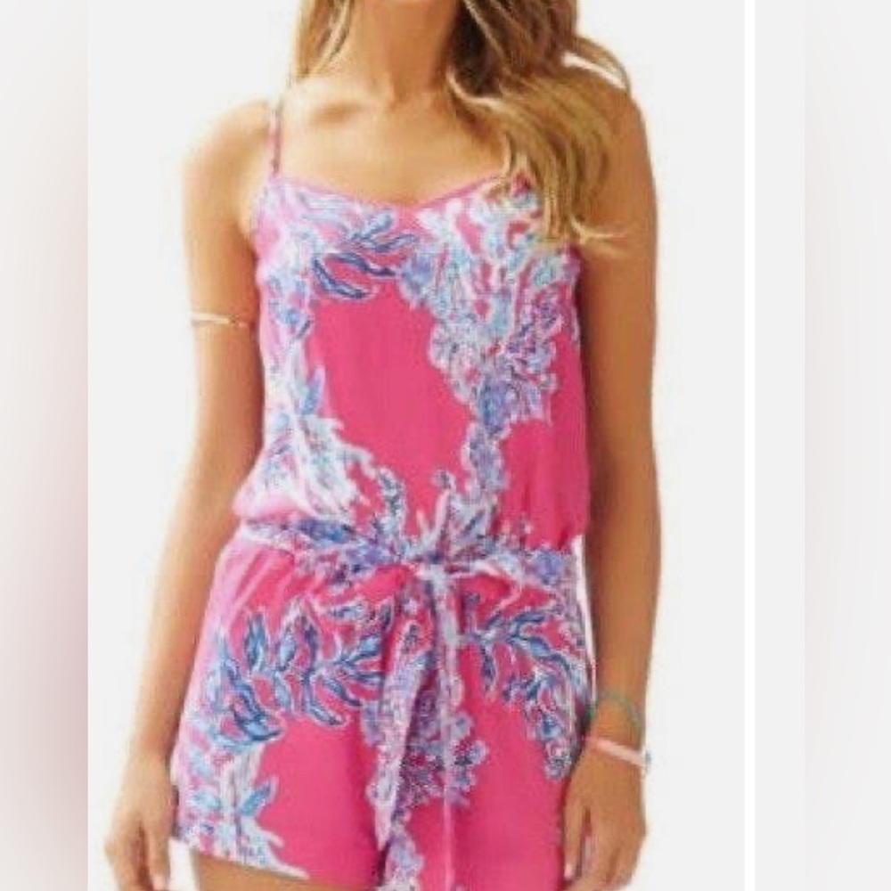 Lily Pulitzer Women’s Dusk Romper Capri Pink Samba 🎀